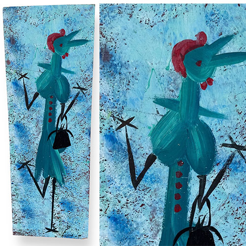 Ernest Lee 10 x 28 Dancing Chicken WP5838 SOLD